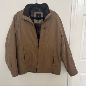 London Fog VTG khaki Bomber jacket L quilted plaid lining corduroy collar EUC